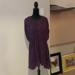 Free People Purple Floral Button-Up Mini‎ Dress